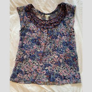 ANTHROPOLOGIE - ODILLE BLUE FLORAL BLOUSE (CLOSING CLOSET - MUST SELL BY MONDAY)